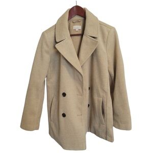 LOFT womens XL tan herringbone coat peacoat